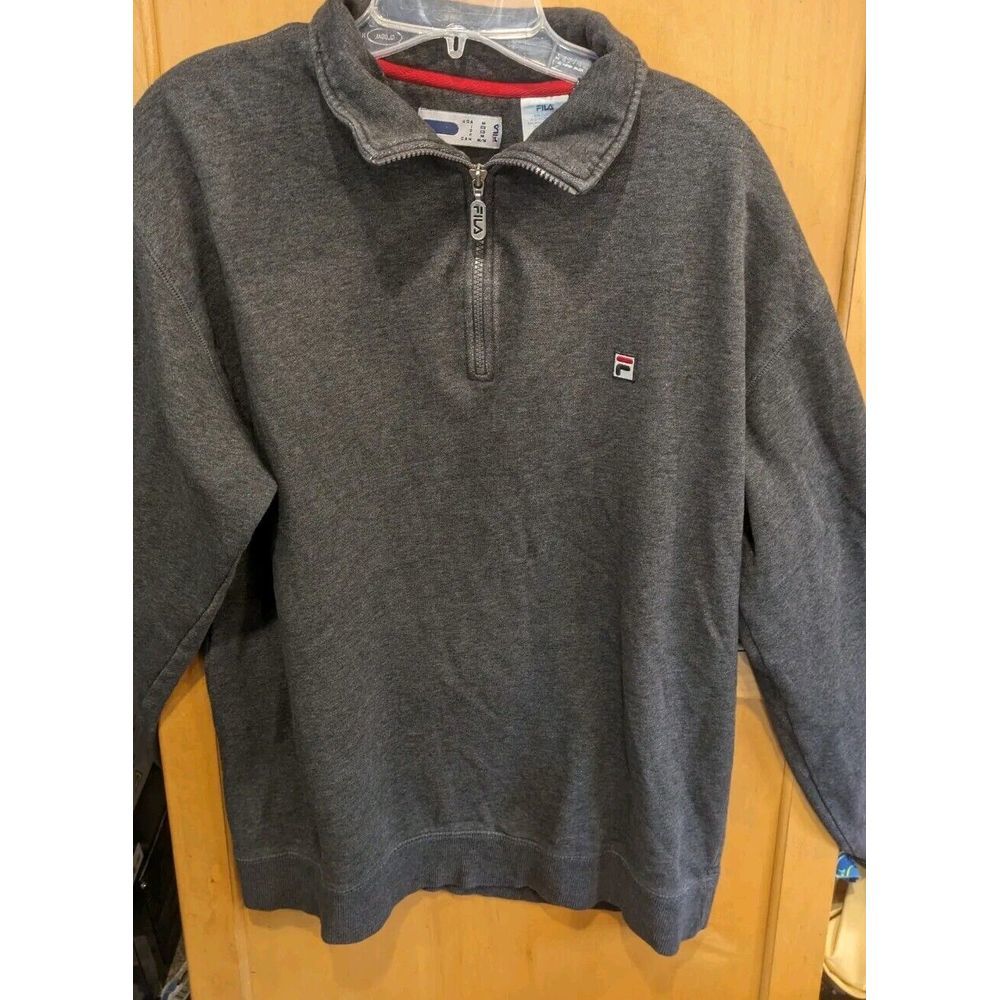 FILA Men's Athletic‎  Jacket Size-med Dark Gray   1/ 4 Zip Pullover Sweatshirt